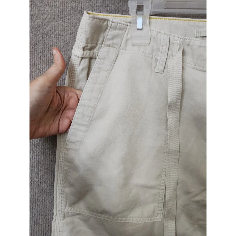 Banana Republic Dockside Pants Mens 35 Cliff Beige Linen Blend Beach Vacation